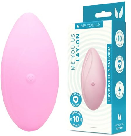 Me You Us Lay-On Vibrator – Pink USB Rechargeable Clitoral Stimulator with 10 Vibration Modes – Waterproof Ergonomic Contoured Silicone Lay On Vibrator for Women
