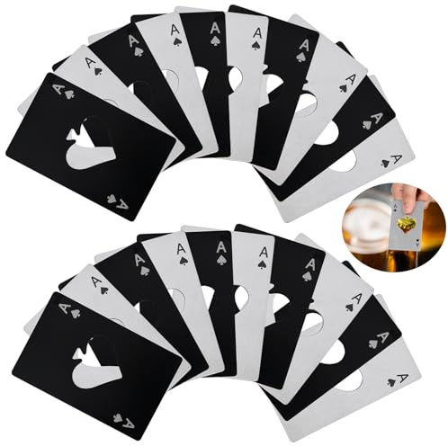 bssmmai 20 Stück Flaschenöffner Set, Lustiger Pokerflaschenöffner, Edelstahl Bieröffner,Personalisierter Poker Flaschenöffner für Bier, Soda, 10 Silber & 10 Schwarz