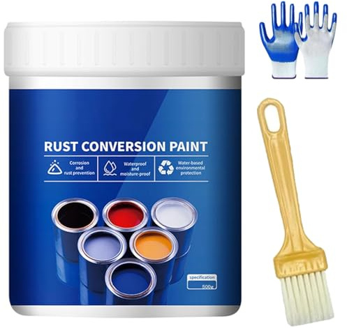 Qidaxia Rust Conversion Paint, Weatherproof Rust Converter Paint for Metal, Remover for Metals, Conversion with Brush (Grey,500g)