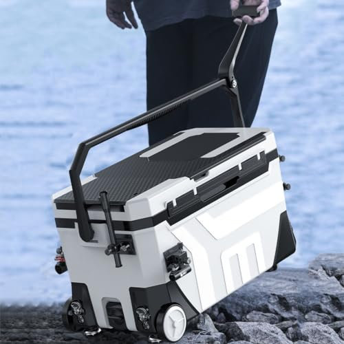 YJKKZQLB Angelstuhl Angelgerät Sitzbox, Angeltrocknungsbox mit Rädern, Ziehbar und Tragbar, 5-fache Kühlkapazität, Angelbegeisterte