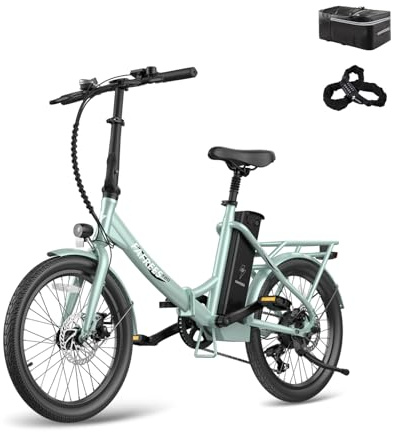 Fafrees F20 Lasting Premium City Faltrad Ebike | 250W Elektrofahrrad mit 36V 18.2Ah Akku (140kg Tragkraft) | StVZO-Zugelassen | Effiziente Fahrt (Hecktasche + Autoschloss, Grün)