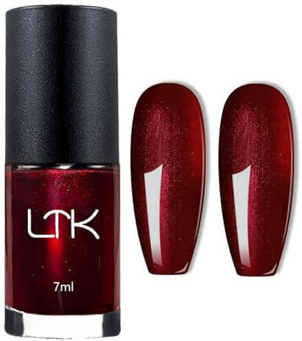 Red Nail Varnish - Glitter Nail Varnish Quick Dry - Chip Resistant & Shiny Burgundy Nail Polish - Shimmer Dark Red Nail Polish Long Lasting for Nail Art DIY