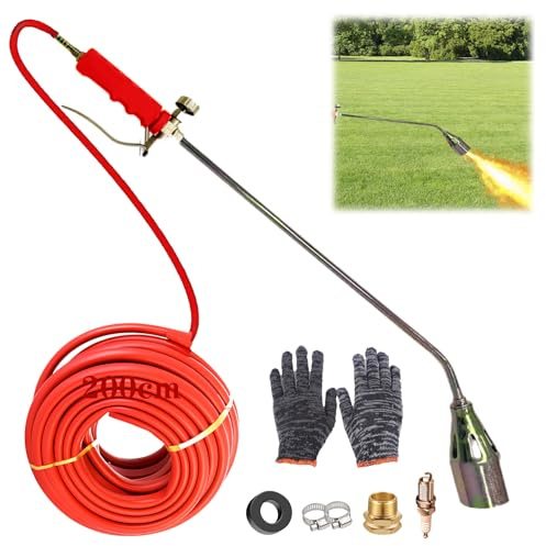 New Portable Propane Torch Weed Burner Kit, 2025 Weed Torch with Turbo Trigger, 35mm Nozzle 200cm Hose Flamethrower for Flame Weeding, Roofing, Snow Melting