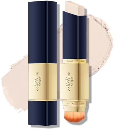 KYDA Foundation Stick, Natural Buildable Color, Full to Medium Coverage Base Makeup, 2 in 1 Double Ended Eraser Foundation Stick with Brush, Silky Creamy, Blendable, IVORY
