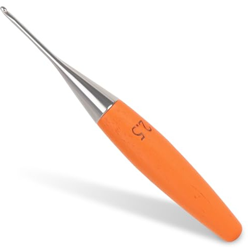 Coopay 2,5 mm Häkelnadel, ergonomische Häkelnadeln mit Buchenholzgriffen, glatte Edelstahl-Häkelnadeln für Anfänger, farbige und stilvolle Metall-Häkelnadel zum Häkeln von Mützen, Schals (2,5 mm)
