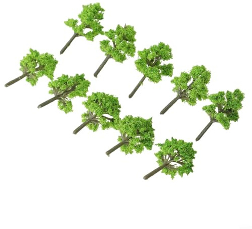 Besttoolifes HO Scala 4Cm Modello Alberi 10Pcs, Verde Plastica Paesaggio Paesaggio Per Modello Ferroviario Diorama, Accessori di Scena In Miniatura Per Il Treno Layout Decorazione