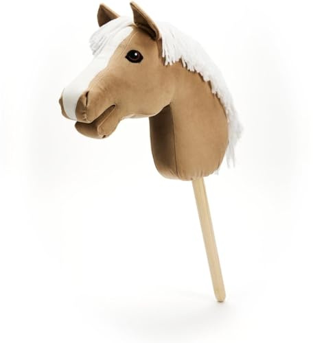 RL24 – Steckenpferd Sarmon von My Hobby Horse – Spielpferd aus Plüsch mit Holzstock & kurzer Mähne – Stockpferd ohne Griffe & Rollen – Zubehör erhältlich – Hobby Horsing – Gold