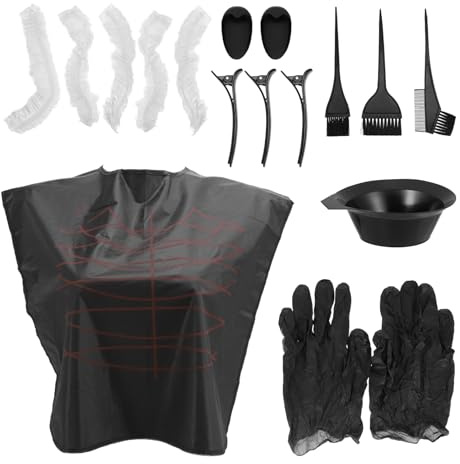 minkissy Hair Dye Set Dyeing Bowl Hair Colouring Brush Home DIY Use Black Colour Highlights Colouring Features Random Color
