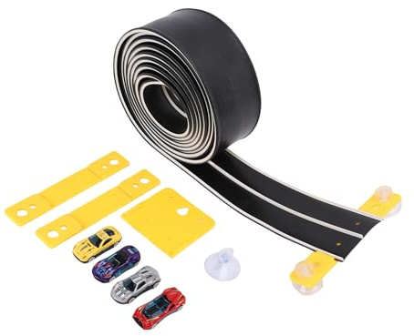 Fabater Bärbar Flex Track Racetrack-lekset med Billeksaker för Barn, DIY Design Flexibel Racerbana, Innovativ Gravity Motion, Iögonfallande Visuell Tilltalande (Svart)