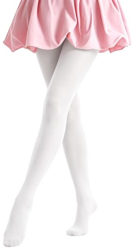 Geyuwoz Medias de Ballet para Niña Pack de 1 | Blanco, Negro y Natural, Tallas 2-15 Años, Opacas, Medias Lisas, para Ballet, Baile o Colegio,Suaves y Elegantes