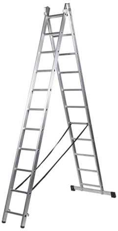 ALTIPESA Escalera Profesional de Aluminio transformable Apoyo-Tijera con Base un Acceso 2 x 11 peldaños Serie bis