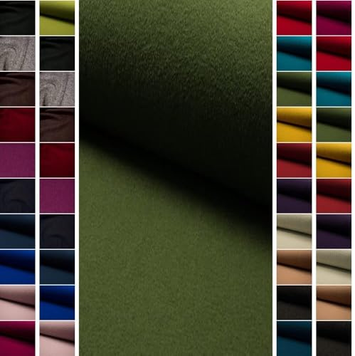 StoffBook oliv Walkloden Stoff 620g aus 100% Schurwolle, gekochte Wolle, Wollwalk, Mantelstoff für Wintermäntel, Jacken, nähen, Winterstoff, Wollfilz, Lodenstoff, d548