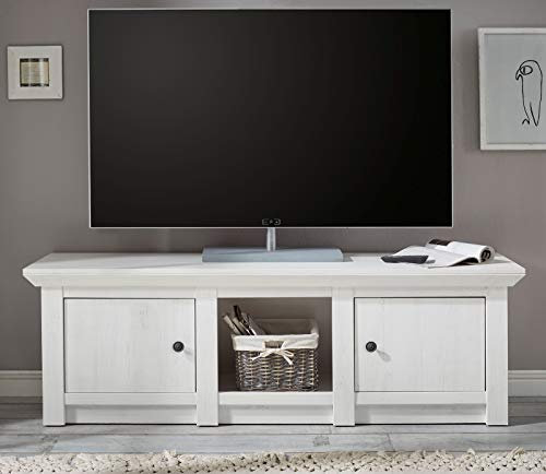 GuenstigEinrichten TV-Lowboard Landhausstil Hooge in Pinie weiß Landhaus TV-Unterteil mediaschrank 152 x 51 cm