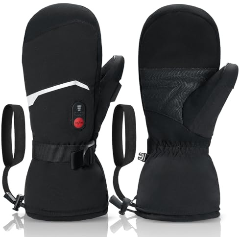 day wolf Beheizbare Fäustlinge 10-Stunden-Batterie Beheizte Handschuhe für Damen Herren Wasserdicht PD-Schnellladung Handwärmer Heizhandschuhe für Skifahren Snowboarden Outdoor-Winteraktivitäten
