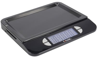 Taylor Pro Küchenwaage, aufladbar mit USB, keine Batterien nötig, Präzise, Tarierungsfunktion, Geschenkbox, Edelstahl, Gewichte bis 5 kg/5000ml, Schwarz