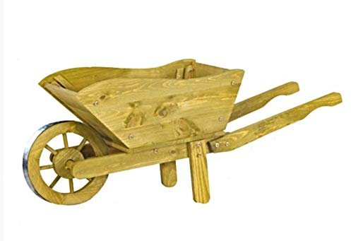 Garden Mile Wooden Wheelbarrow Garden Planter, Beautiful Wheelbarrow Garden Feature (Extra Large Wooden Wheelbarrow)