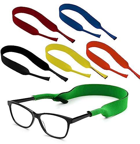 SOL 6pk Sports Glasses Straps, Floating Neoprene Lanyard for Sunglasses, Spectacles, Eyewear, Secure Cord for Men and Women Ideal for Active Sports, Floats in Water, Perfect for Outdoor Activities