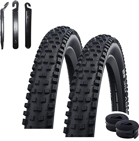 2 x Schwalbe Nobby NIC Addix Performance E-50 Fahrradreifen Fahrradmantel 57-622 (29 x 2,25) + 2 Schwalbe SV19 Schläuche inkl. 3 Reifenheber