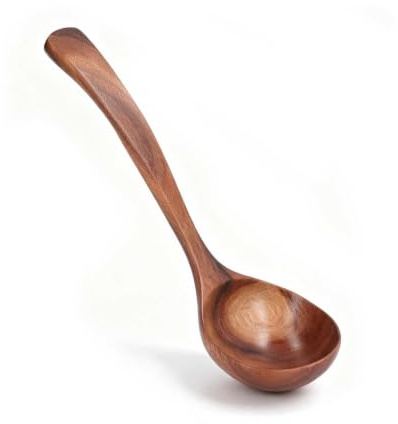 Louche en bois, cuillères à soupe louche avec long manche pour cuisiner, servir, ustensiles de cuisine(27cm)