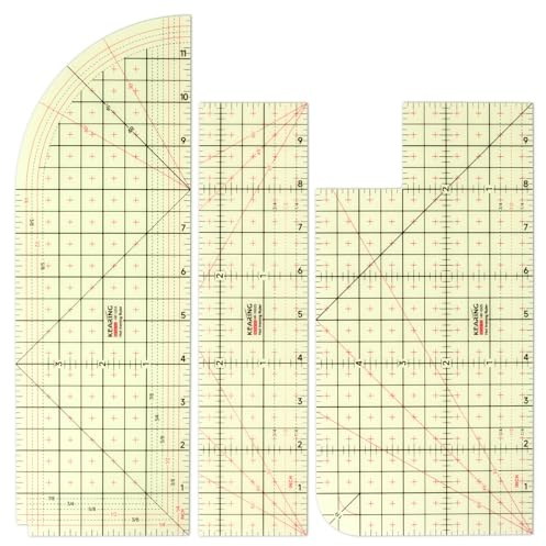 KEARING, 3 Pieces Hot Hem Ruler for Sewing, 10 Inch & 12 Inch, Patented Heat Resistant Non-Slip Hot Ironing Ruler for Measure, Mark, Fold, Press with Dry or Steam Iron
