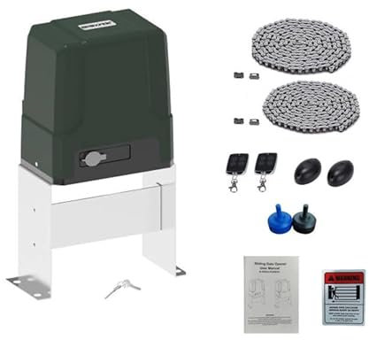 GATEXPERT Kit operatore automatico per cancello scorrevole con 2 telecomandi, cancelli scorrevoli fino a 500 kg e motore a catena da 12,2 m SL500DCL (150 W)