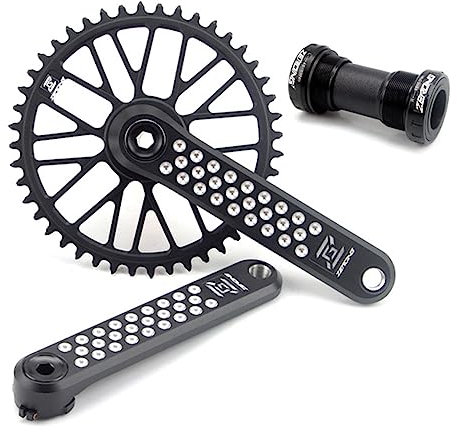 MIRODO Ultraleichte Rennrad-Kurbelgarnitur Aluminiumlegierung CNC-Hohle Integrierte Kurbelgarnitur Mit Tretlager 165/170/175 Mm Einzelnes Kettenblatt 40–48 Zähne (Color : Silver44T, Size : 175mm)