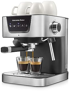 Tescoma 909010 Macchina da caffè espresso manuale 19 bar, con lancia vapore, braccio a doppia uscita, piano scaldatazze, linea President