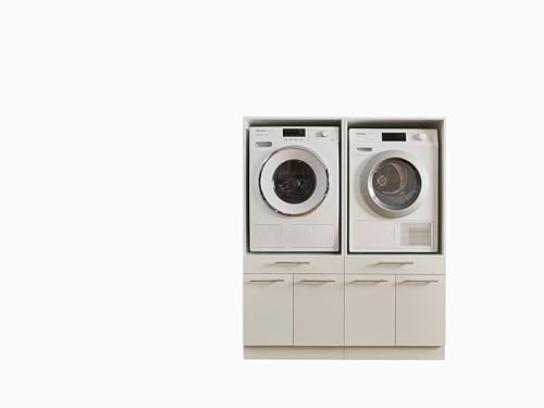 Laundreezy 2X Waschmaschinenschrank, Weiß - Waschmaschinen-Überbauschrank TÜV-Zertifiziert mit viel Stauraum - 135 x 162 x 67,5 cm (B/H/T)