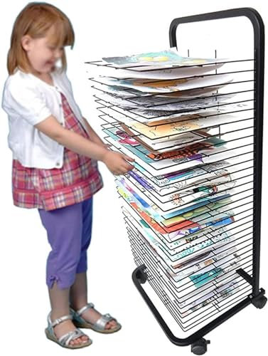 Kunst-Trockenständer für Klassenzimmer – mobiler Metall-Kunst-Aufbewahrungsständer, mobiler Kunst-Trockenständer für Klassenzimmer, massiver Metall-Kunst-Aufbewahrungsständer, Wäscheständer mit Räde