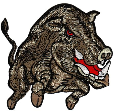 Wildschwein Schwein Aufnäher zum aufbügeln oder aufnähen Bügelbild Aufbügler für Kleidung gestickter Bügelpatch Applikation Schwarzwild Patch Größe 9,0 x 8,3 cm