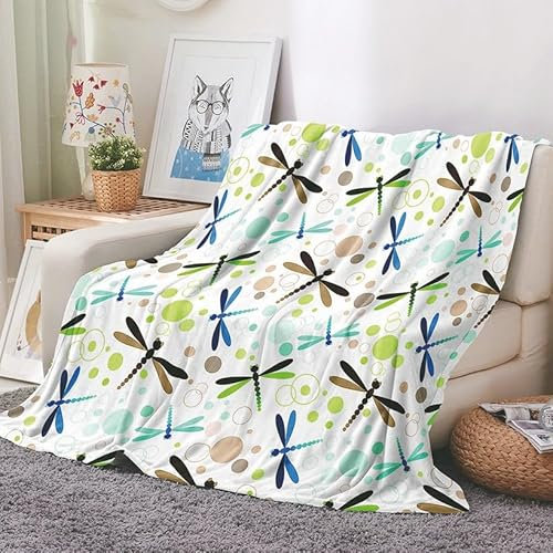 EHOMERY Kuscheldecke Outdoor Decken Schlafzimmer Kuscheldecke Flauschig Weiß Decke Zum Selber Gestalten Libelle Sommerdecke Dekorative Weiche Kuscheldecken 240x180cm