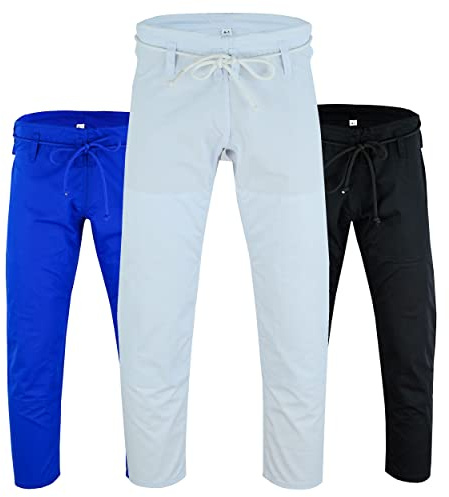 JAGUAR PRO GEAR - Regular BJJ Bottoms Jiu-Jitsu Pants Light Weight 10oz Cotton Canvas Kids Adults Unisex (A-2, White)