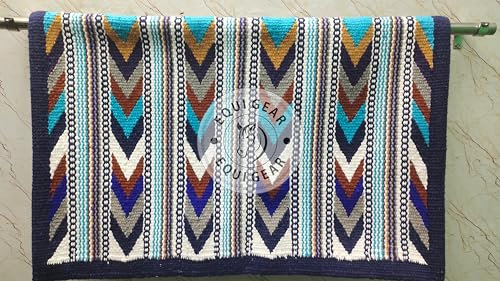 EQUIGEAR Western Ranch Horse Satteldecke aus neuseeländischer Wolle, Western-Design, handgefertigte Satteldecke, Wollpolster, Sensor Flex (Anpassung möglich) AQ120 (34 x 38)