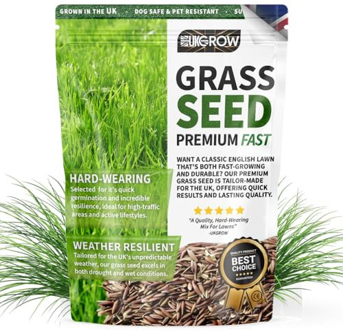 UKGROW QuickStart Grass Seed - 1L Magic Bag for Lush, Green, Family-Friendly Lawns - Fast Germinating, Eco-Conscious & Pet-Safe Formula