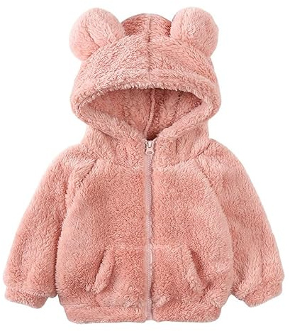 Alunsito Bebé Niño Niña Chaquetas De Peluche Abrigos Niños Polar Manga Larga Cremallera Completa Ropa De Abrigo Sherpa Top 90 Rosa 1-2 años