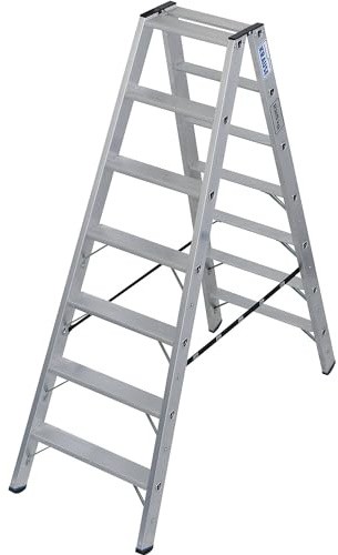 KRAUSE | Schwerlast-Stehleiter | beidseitig begehbar | bis 225 KG | 2x7 Stufen