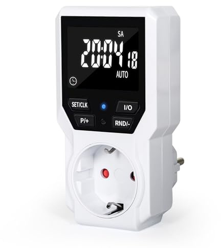 DEWIN Digitale Zeitschaltuhr, Digital Timer 16A AC 230V Elektronischer Digitaler Zeitschalter Zeitschaltuhr Steckdosen mit 10 Zeitschaltfunktionen EU-Stecker für Haus, Küche