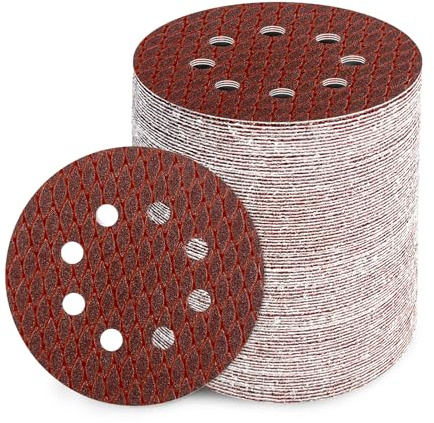 GEOGIEEW 90 Pièces Disques Abrasifs 125mm, 8 Trous Grain 150 Disques a Poncer Papier Abrasifs Idéal pour Poncer/Polir pour Ponceuse Excentrique