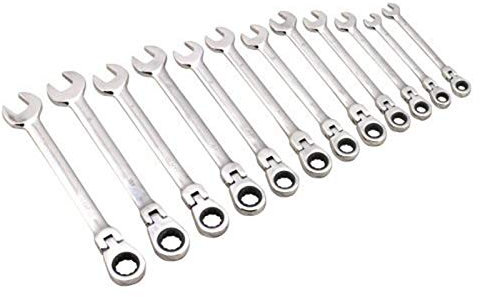 QIULKU Ratchet Spanner,Spanner Sets 1pc 6-32mm CRV Flexible Ratchet Spanner Combination Head Wrench Adjustable Hand Tools for Car(Size:27mm)