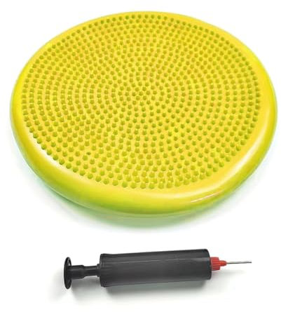 Breeshy Yoga Balance-Matte aus gelbem PVC, aufblasbares Massagekissen, Fitnesstrainer