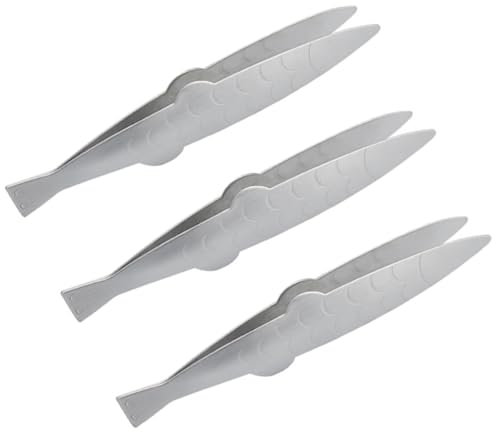 Alipis 3pcs Fish Bone Remover Food Clip Fish Shape Tweezers Stainless Steel Tweezers Carp Fishing Forceps