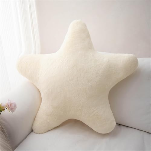 Kuschelkissen Kinder Sternkissen, Weiche Flauschige Sternform Zierkissen Sofakissen, Plüsch Kissen Dekokissen für Mädchen & Jungen Zuhause Schlafzimmer Deko (Weiß,40cm)
