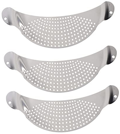 COLLBATH Colador De Olla De Acero Inoxidable 3 Piezas Resistente Medio Luna Agujeros Para Colgar, Accesorio Práctico Para Drenar Pasta y Verduras Cocina Doméstica