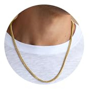 Esrael 3/5 mm Echtes Silber/14K Echtes Gold Plattierte Kubanische Kette für Männer und Jungen, Edelstahlkette Robuste lichtechte Halskette Schmuck Geschenke für ihn 16/18/20/22/24 Zoll