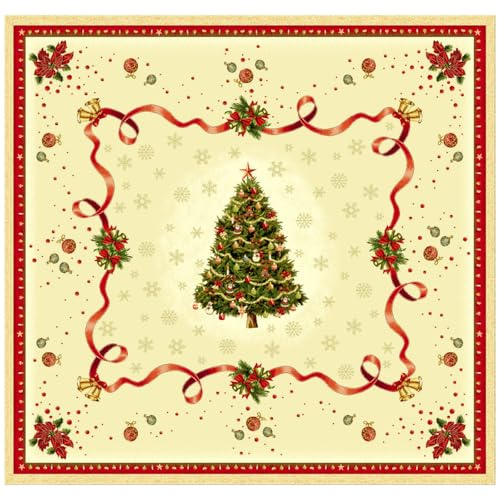 IL MAGGIOLINO | Weihnachten Tischdecke, Tischwäsche Winter Xmas Küche Tisch Dekoration 100x100 cm, Navidad Lurex Stoff Gobelin Fantasy, Made in Italy