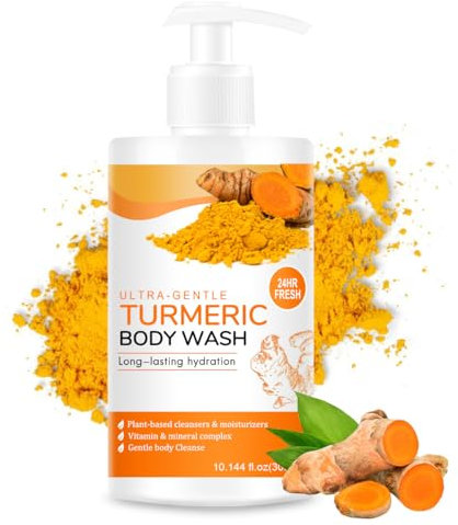Gel douche exfoliant au curcuma + vitamine C, lotion hydratante pour tous les types de peau, nettoyant doux, lotion exfoliante au curcuma
