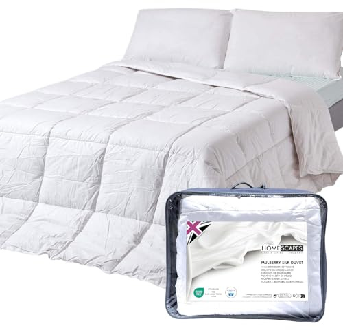Homescapes Coperta estiva in seta, 150 x 200 cm, piumone in seta di gelso con imbottitura da 250 g/m², in fibra funzionale, leggero con rivestimento in cotone, classe di calore 2