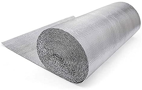 Isolierfolie Dämmfolie Aluminium-Luftpolsterfolie, reflektierende Wärmedämmung, Isolierrolle, Strahlungsbarriere mit Schaumkern, Wärmedämmschild, für Wände, Dachböden, Luftkanalisolierung, Fenster, R