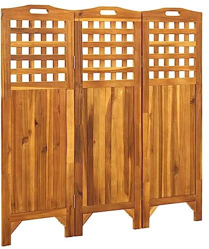Mobilier d'extérieur Paravent 3 panneaux en bois d'acacia massif 121 x 2 x 120 cm