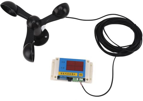 Tower Crane Anemometer with Alarm, 3 Cup Wind Speed Measurement, Wide Range, Power Failure Memory, USB Powered, for Power Plants and Weather Stations